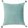 RIDEAUDISCOUNT Housse De Coussin Déhoussable Velours Effet Naturel 40 X 40 Cm à Pompons Vert - Vert