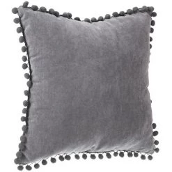 ATMOSPHERA, CRÉATEUR D'INTÉRIEUR Coussin Pompons 40x40 Gris Foncé - Gris