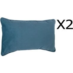 Lot De 2 Coussins Rectangulaires 100% Polyester Coloris Bleu - Dim : L.50 X L.30 Cm -PEGANE