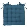 PEGANE Lot De 2 Galettes De Chaise En Coton Et Polyester Coloris Bleu Canard - Dim : L 38 X L 38 Cm
