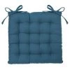 PEGANE Lot De 4 Galettes De Chaise En Coton Et Polyester Coloris Bleu Canard - Dim : L 38 X L 38 Cm