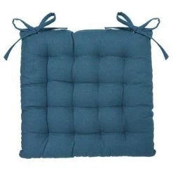 PEGANE Lot De 4 Galettes De Chaise En Coton Et Polyester Coloris Bleu Canard - Dim : L 38 X L 38 Cm