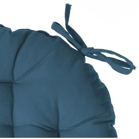 Lot De 4 Galettes De Chaise Ronde En Coton Coloris Bleu Canard - Diamètre 38 Cm -PEGANE 2 Lot De 4 Galettes De Chaise Ronde En Coton Coloris Bleu Canard - Diamètre 38 Cm -PEGANE – Image 2