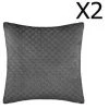 Lot De 2 Coussins Gris En Velours - 40 X 40 Cm -PEGANE-
