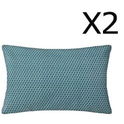 Lot De 2 Coussins Bleu Canard Déhoussable - 30 X 50 Cm -PEGANE-