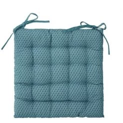 Lot De 6 Galettes De Chaise Bleu Canard à Motifs - 38 X 38 Cm -PEGANE-