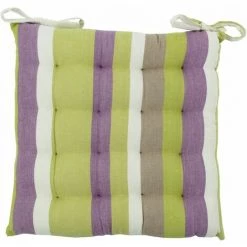 THEDECOFACTORY SIMPLICITE - Galette En Coton à Rayures Multicolores 40x40 - Vert