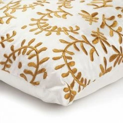 THEDECOFACTORY MEDEE - <p>Coussin Avec Broderies Or 30x30 - Blanc -France Coussin et housse de coussin Soldes Boutique 13248183 2