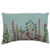 THEDECOFACTORY GARDEN - <p>Coussin Lin-coton Rubans Et Perles Brodés En Fleur Bleu 30x45 - Bleu