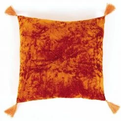 THEDECOFACTORY BAKOU - <p>Coussin Capitonné En Velours à Pompons Orange 38x38 - Orange