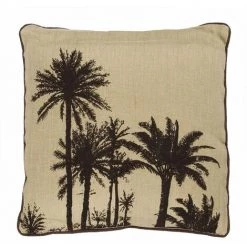 THEDECOFACTORY PALME - <p>Coussin Motifs Palmiers Marron Et Naturel 40x40 - Beige