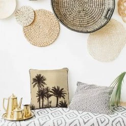 THEDECOFACTORY PALME - <p>Coussin Motifs Palmiers Marron Et Naturel 40x40 - Beige -France Coussin et housse de coussin Soldes Boutique 13248461 3