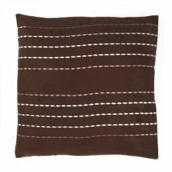 THEDECOFACTORY BRODERIE - <p>Coussin Effet Suédine Avec Broderies Marron 40x40 - Marron