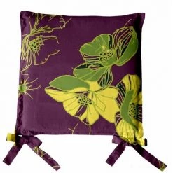 THEDECOFACTORY GRAPHIQUE - <p>Galette En Coton à Motifs Floraux Prune Et Vert 40x40 - Violet
