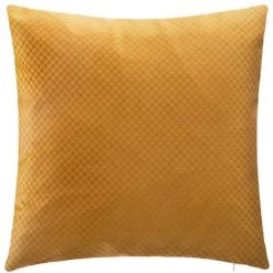 Atmosphera - Coussin Déhoussable En Velours Ocre Motif En Relief 45 X 45 Cm - Ocre