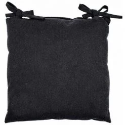 RIDEAUDISCOUNT Galette De Chaise 100% Coton 40 X 40 X 3 Cm Non Déhoussable Indoor Outdoor Noir - Noir