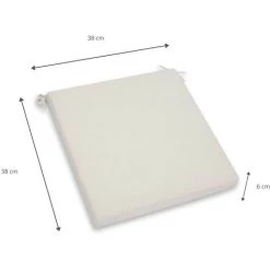 Coussin Pour Chaise Chillvert Javea Carré 38x38x6 Cm Blanc Écru Déhoussable -France Coussin et housse de coussin Soldes Boutique 14004941 4