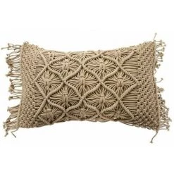 THEDECOFACTORY MACRAME - Coussin En Coton Tressé Rose Nude 30x50 - Rose Nude