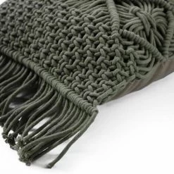 THEDECOFACTORY MACRAME - <p>Coussin En Coton Tressé Vert Kaki Taupe 40x60 - Vert -France Coussin et housse de coussin Soldes Boutique 14033681 2