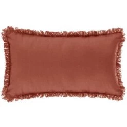 Atmosphera - Coussin Déhoussable Terracotta Avec Contour Frange 30 X 50 Cm - Terracotta