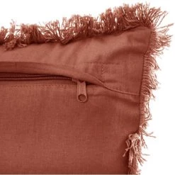 Atmosphera - Coussin Déhoussable Terracotta Avec Contour Frange 30 X 50 Cm - Terracotta -France Coussin et housse de coussin Soldes Boutique 14227017 3