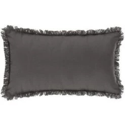 Atmosphera - Coussin Déhoussable Gris Foncé Avec Contour Frange 30 X 50 Cm - Gris