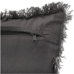 Atmosphera - Coussin Déhoussable Gris Foncé Avec Contour Frange 30 X 50 Cm - Gris -France Coussin et housse de coussin Soldes Boutique 14227284 3