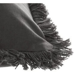 Atmosphera - Coussin Déhoussable Gris Foncé Avec Contour Frange 30 X 50 Cm - Gris -France Coussin et housse de coussin Soldes Boutique 14227284 4