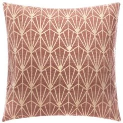 Atmosphera - Housse De Coussin Chenille Art Déco Rose Corail 40 X 40 Cm - Vieux Rose