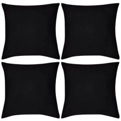 VIDAXL 4 Housses De Coussin En Coton 50 X 50 Cm Noir - Noir