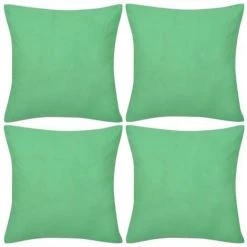 VIDAXL 4 Housses De Coussin En Coton 40 X 40 Cm Vert Pomme - Vert