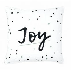 RIDEAUDISCOUNT Housse De Coussin 100% Coton 40 X 40 Cm Déhoussable Imprimé Joy Tacheté Vert Et Noir - Blanc