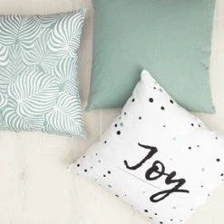 RIDEAUDISCOUNT Housse De Coussin 100% Coton 40 X 40 Cm Déhoussable Imprimé Joy Tacheté Vert Et Noir - Blanc -France Coussin et housse de coussin Soldes Boutique 14792065 5
