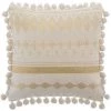 Atmosphera - Coussin Déhoussable Brillant Avec Pompons 40 X 40 Cm - Beige / Doré