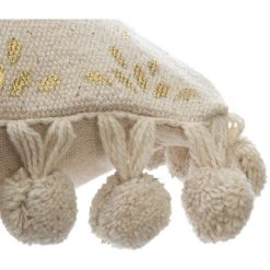 Atmosphera - Coussin Déhoussable Brillant Avec Pompons 40 X 40 Cm - Beige / Doré -France Coussin et housse de coussin Soldes Boutique 14947042 3