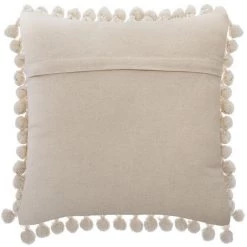 Atmosphera - Coussin Déhoussable Brillant Avec Pompons 40 X 40 Cm - Beige / Doré -France Coussin et housse de coussin Soldes Boutique 14947042 4