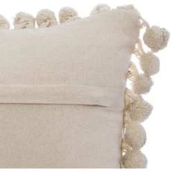 Atmosphera - Coussin Déhoussable Brillant Avec Pompons 40 X 40 Cm - Beige / Doré -France Coussin et housse de coussin Soldes Boutique 14947042 5