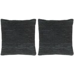 Coussins Chindi 2 Pcs Noir 45x45 Cm Cuir Et Coton VidaXL