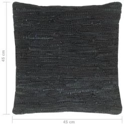 Coussins Chindi 2 Pcs Noir 45x45 Cm Cuir Et Coton VidaXL -France Coussin et housse de coussin Soldes Boutique 15382781 5