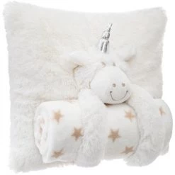 Atmosphera - Coussin Décoratif Licorne Avec Son Plaid - Ecru -France Coussin et housse de coussin Soldes Boutique 15678355 3