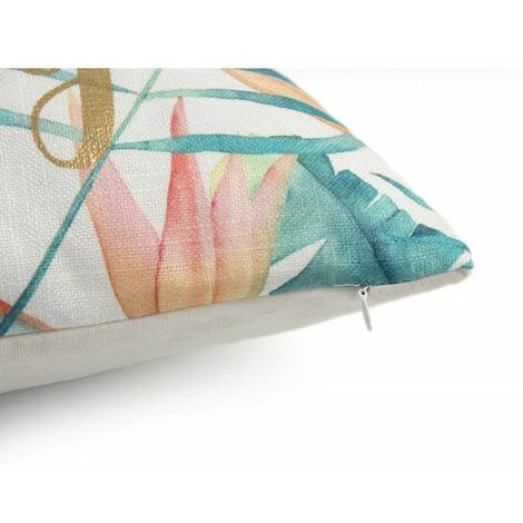 RIDEAUDISCOUNT Housse De Coussin 40 X 40 Cm Déhoussable Imprimé Jungle Surimpression Lettrage Or Métallisé Multicolore - Multicolore 2 RIDEAUDISCOUNT Housse De Coussin 40 X 40 Cm Déhoussable Imprimé Jungle Surimpression Lettrage Or Métallisé Multicolore - Multicolore – Image 2