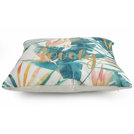 RIDEAUDISCOUNT Housse De Coussin 40 X 40 Cm Déhoussable Imprimé Jungle Surimpression Lettrage Or Métallisé Multicolore - Multicolore 5 RIDEAUDISCOUNT Housse De Coussin 40 X 40 Cm Déhoussable Imprimé Jungle Surimpression Lettrage Or Métallisé Multicolore - Multicolore – Image 5