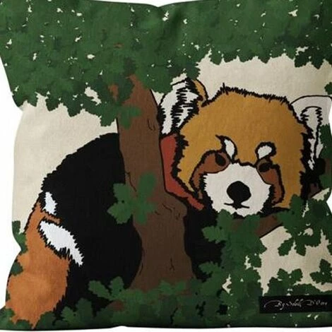 SOLEIL D'OCRE Housse De Coussin Safari Panda Roux 40x40 Cm - Beige 2 SOLEIL D'OCRE Housse De Coussin Safari Panda Roux 40x40 Cm - Beige – Image 2