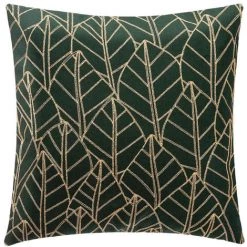 Atmosphera - Coussin Déhoussable Vert Cèdre Brodé Or 40 X 40 Cm - Vert Cèdre