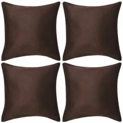 ASUPERMALL Housse De Coussin 4 Pieces 40x40 Cm Polyester Faux Daim Marron