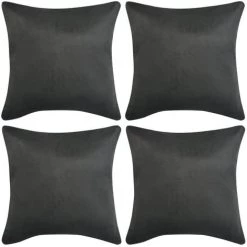 ASUPERMALL Housse De Coussin 4 Pcs 40x40 Cm Polyester Faux Daim Anthracite