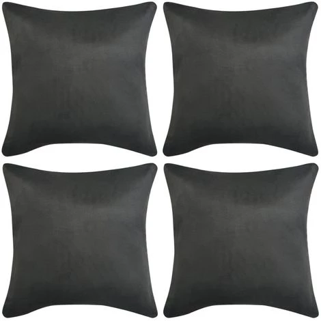ASUPERMALL Housse De Coussin 4 Pcs 80x80 Cm Polyester Faux Daim Anthracite 4 ASUPERMALL Housse De Coussin 4 Pcs 80x80 Cm Polyester Faux Daim Anthracite – Image 4
