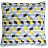 RIDEAUDISCOUNT Housse De Coussin 100% Coton 50 X 50 Cm Déhoussable Imprimé Motifs Cubes 3D Multicolore - Multicolore