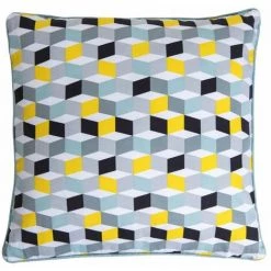 RIDEAUDISCOUNT Housse De Coussin 100% Coton 50 X 50 Cm Déhoussable Imprimé Motifs Cubes 3D Multicolore - Multicolore