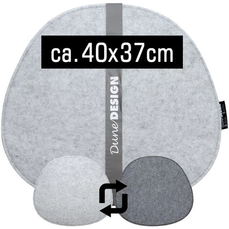 DUNEDESIGN 2 Coussins De Siège En Feutre Ovale 40x37x0,8cm Coussin D'Assise Réversible Gris 2 DUNEDESIGN 2 Coussins De Siège En Feutre Ovale 40x37x0,8cm Coussin D'Assise Réversible Gris – Image 2